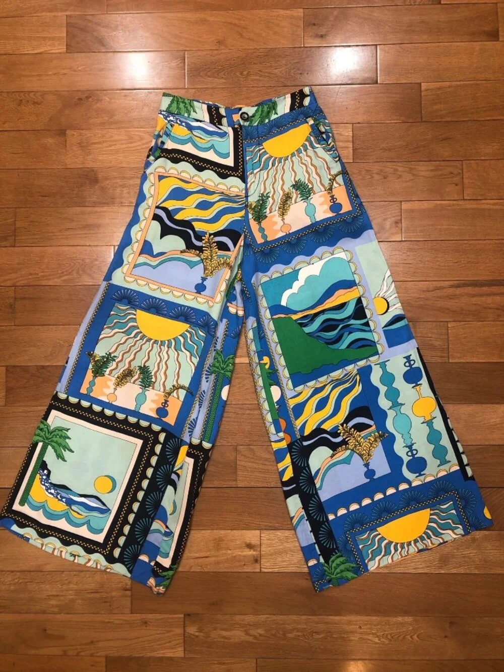Maeve by Anthropologie Sunshine Wide Leg Colorful Pants Size 2 - Picture 3 of 12